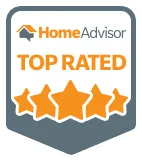 HomeAdvisor Top Rated badge with five stars.